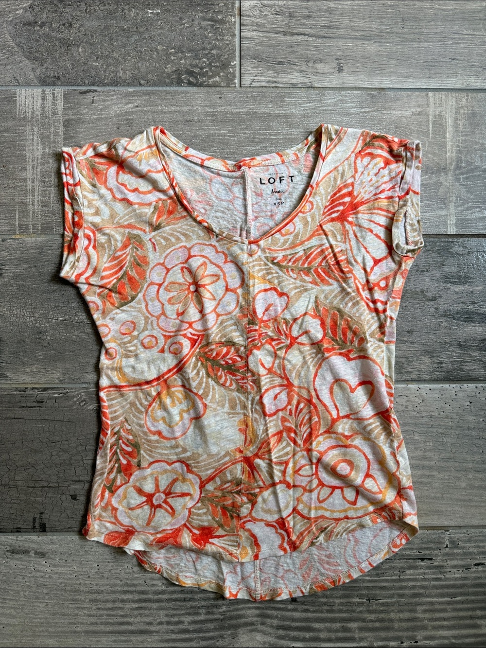 LOFT Linen Floral Botanical Top